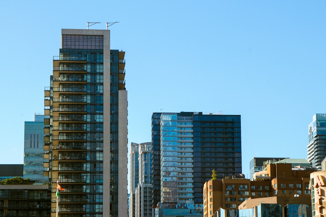 Canadian apartment buildings in a residential neighborhood in Toronto