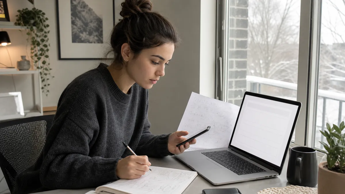 Student preparing answers to complete an Arrima declaration of interest on a laptop