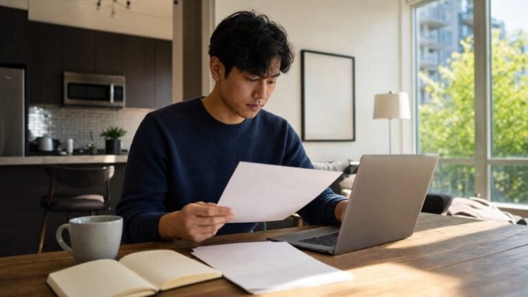A person reviewing an official Manitoba PNP invitation letter next to a laptop at home